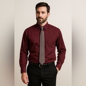 👔 Croft & Barrow Classic Fit Burgundy Dress Shirt (M)